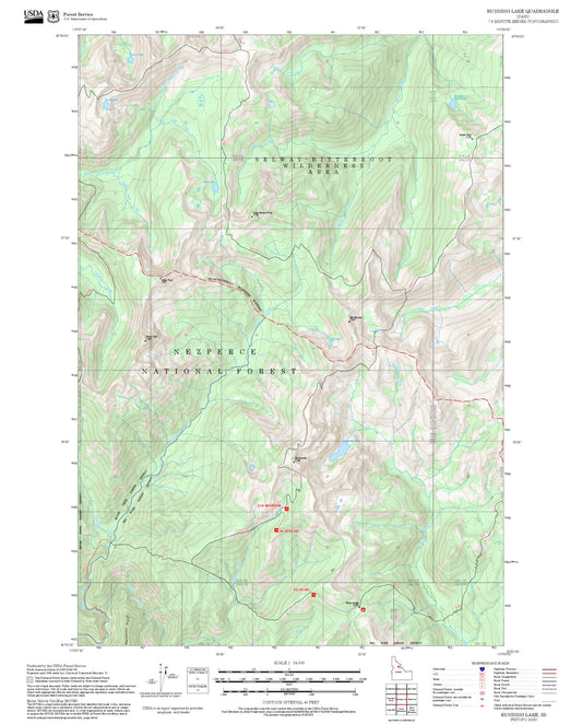 2025 Forest Service Topo Map of Running Lake Idaho