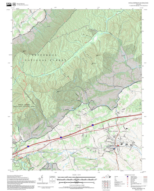 2025 Forest Service Topo Map of Rural Retreat Virginia