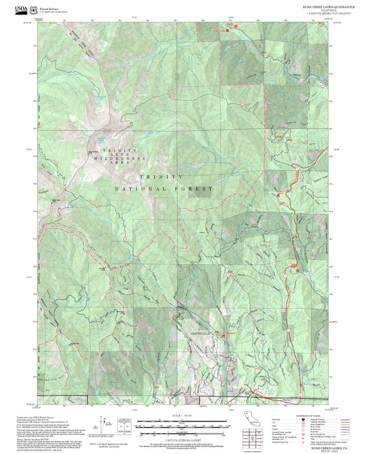 2025 Forest Service Topo Map of Rush Creek Lakes California