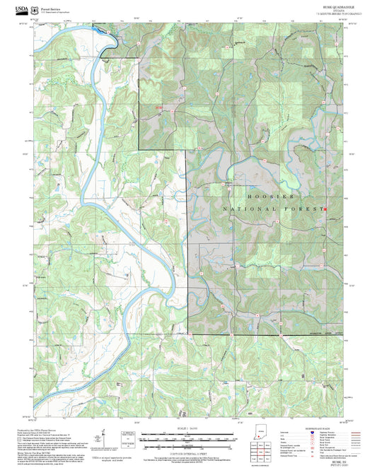 2025 Forest Service Topo Map of Rusk Indiana