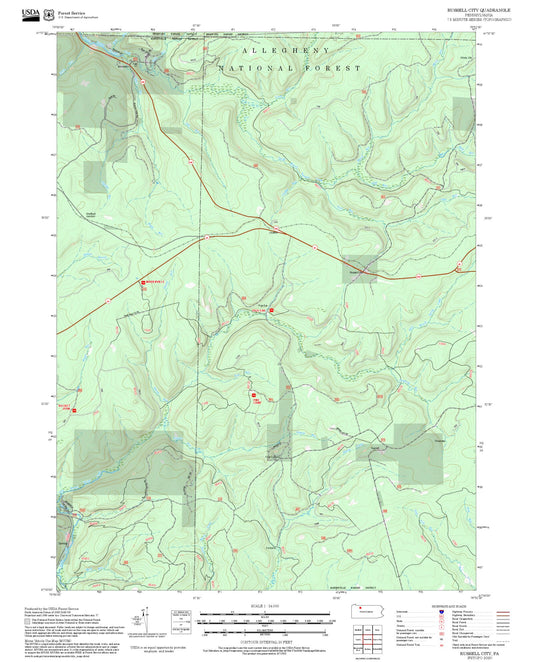 2025 Forest Service Topo Map of Russell City Pennsylvania