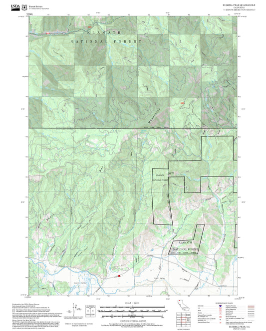 2025 Forest Service Topo Map of Russell Peak California