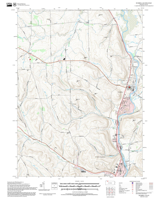 2025 Forest Service Topo Map of Russell Pennsylvania