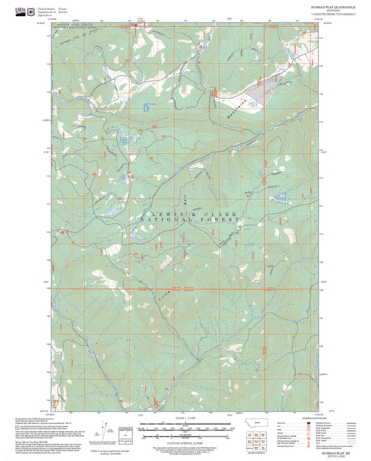 2025 Forest Service Topo Map of Russian Flat Montana