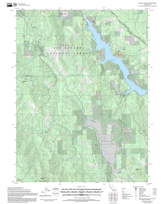 2025 Forest Service Topo Map of Ruth Lake California