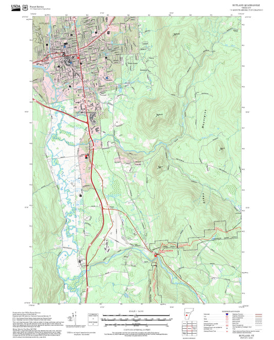 2025 Forest Service Topo Map of Rutland Vermont