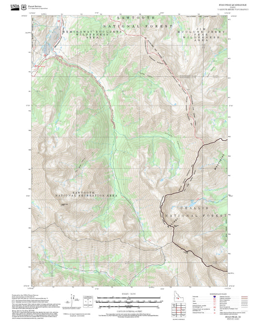 2025 Forest Service Topo Map of Ryan Peak Idaho