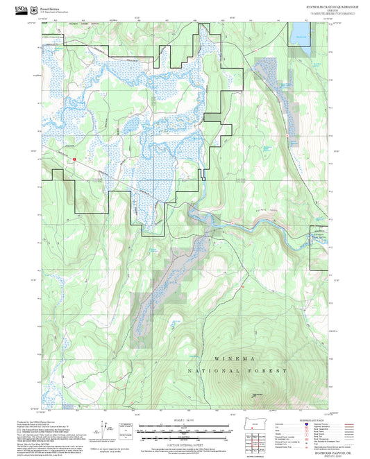 2025 Forest Service Topo Map of S'Ocholis Canyon Oregon