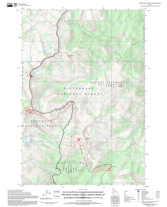 2025 Forest Service Topo Map of Sabe Mountain Idaho