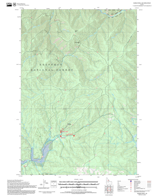 2025 Forest Service Topo Map of Sable Hill Idaho