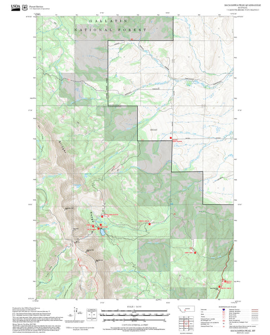 2025 Forest Service Topo Map of Sacagawea Peak Montana