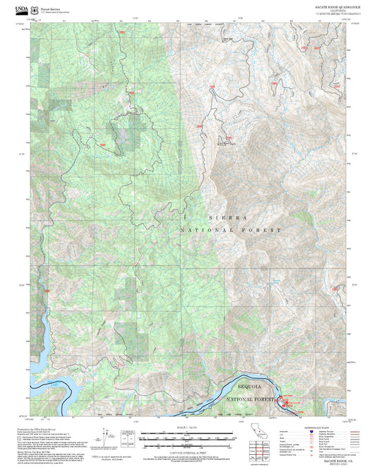 2025 Forest Service Topo Map of Sacate Ridge California