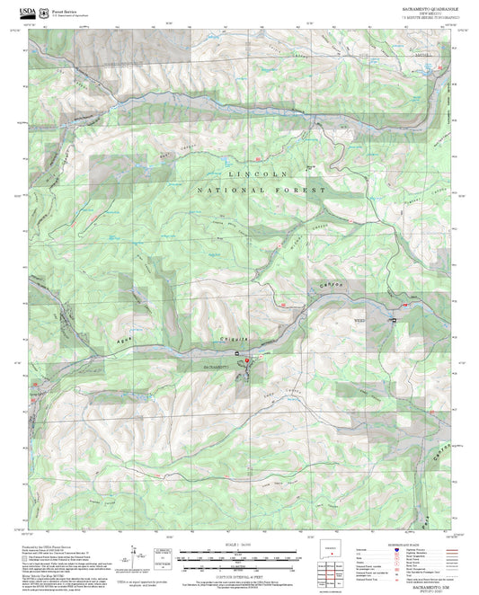 2025 Forest Service Topo Map of Sacramento New Mexico