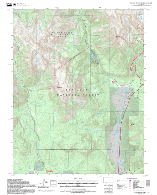 2025 Forest Service Topo Map of Saddle Mountain Colorado