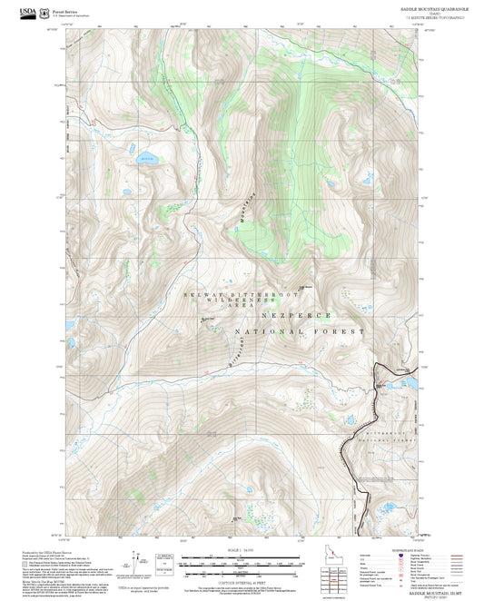 2025 Forest Service Topo Map of Saddle Mountain Idaho