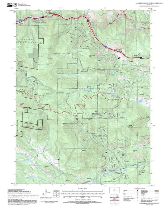 2025 Forest Service Topo Map of Saddleback Mountain Colorado