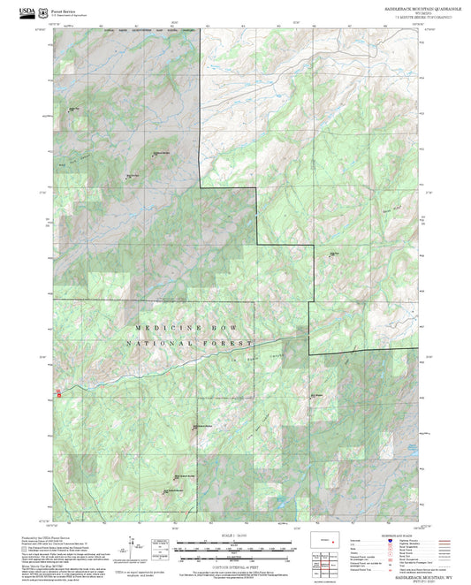 2025 Forest Service Topo Map of Saddleback Mountain Wyoming