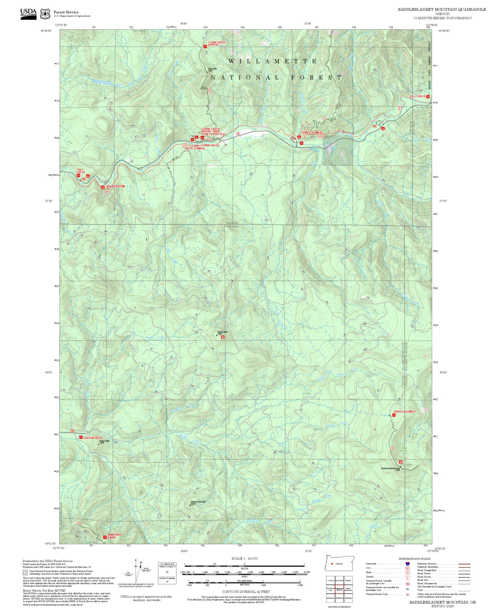 2025 Forest Service Topo Map of Saddleblanket Mountain Oregon – MyTopo ...