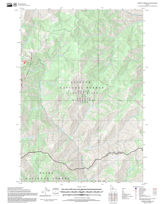 2025 Forest Service Topo Map of Safety Creek Idaho