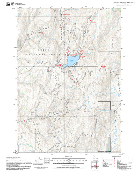 2025 Forest Service Topo Map of Sage Hen Reservoir Idaho
