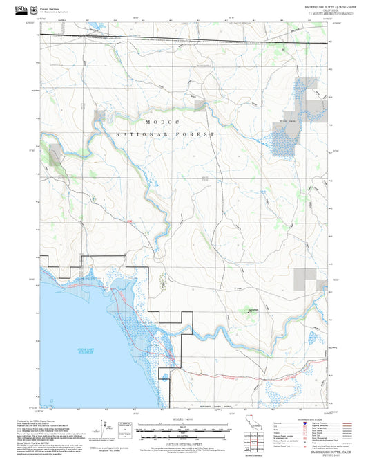 2025 Forest Service Topo Map of Sagebrush Butte California