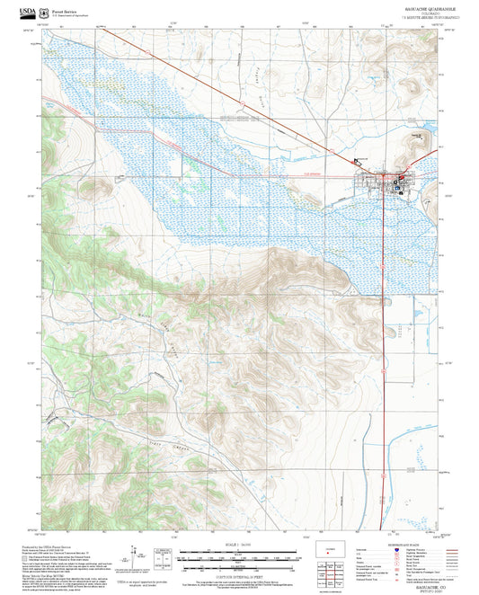 2025 Forest Service Topo Map of Saguache Colorado