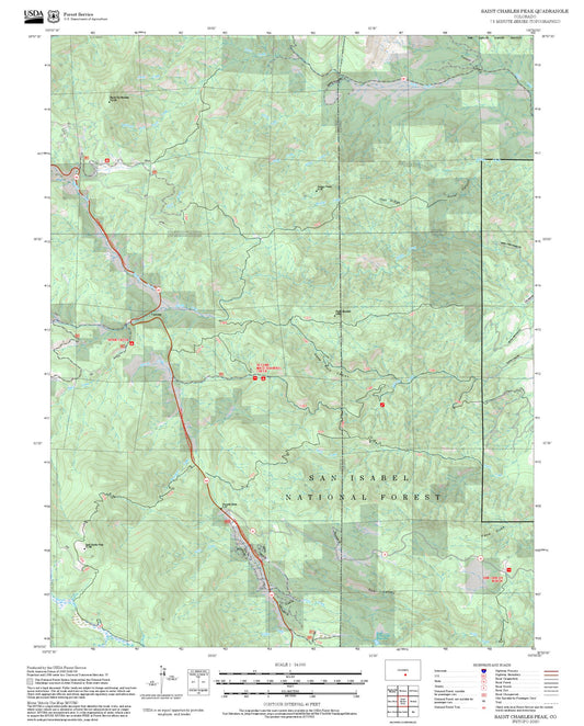 2025 Forest Service Topo Map of Saint Charles Peak Colorado