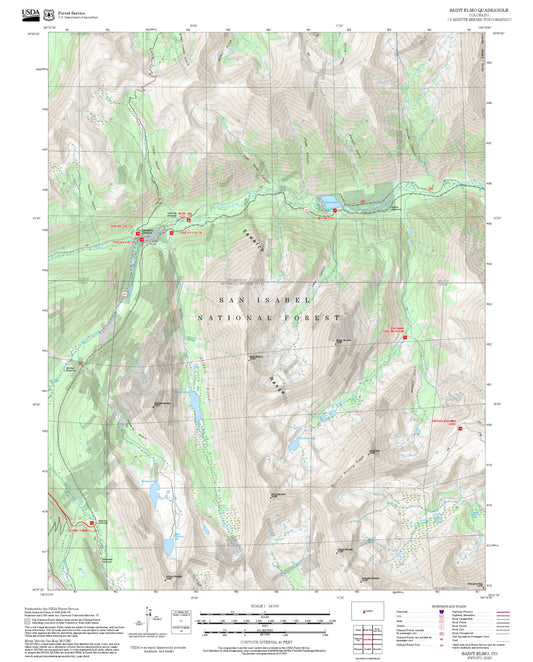2025 Forest Service Topo Map of Saint Elmo Colorado