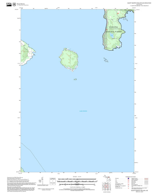 2025 Forest Service Topo Map of Saint Martin Island Michigan