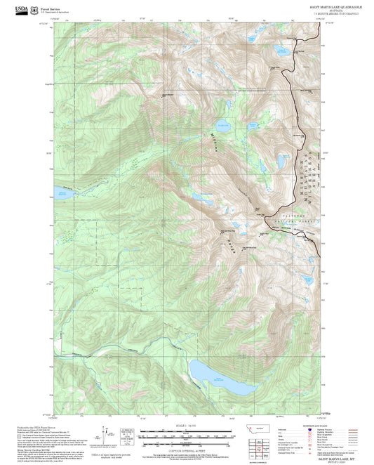 2025 Forest Service Topo Map of Saint Marys Lake Montana