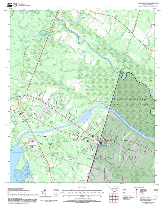 2025 Forest Service Topo Map of Saint Stephen South Carolina