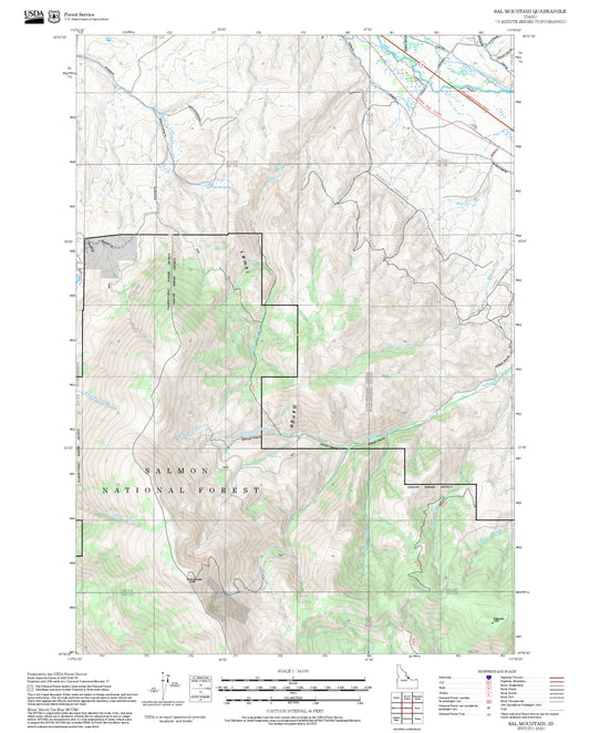 2025 Forest Service Topo Map of Sal Mountain Idaho