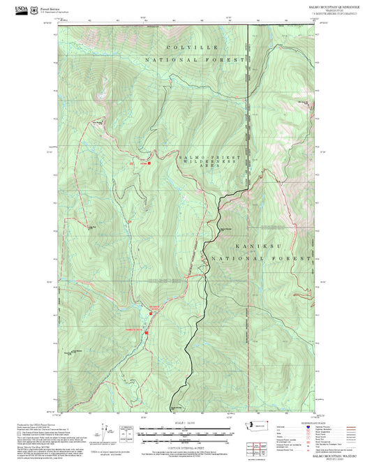2025 Forest Service Topo Map of Salmo Mountain Washington