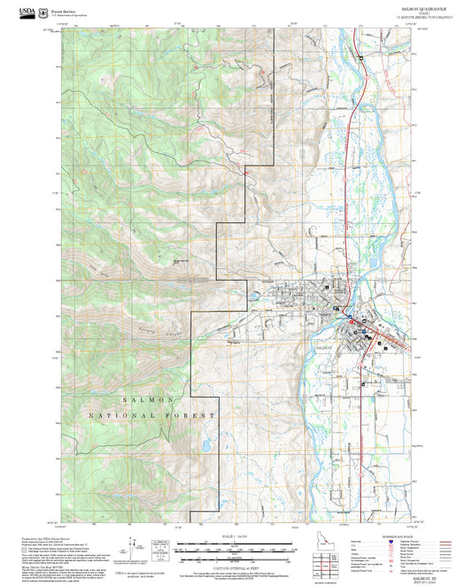 2025 Forest Service Topo Map of Salmon Idaho