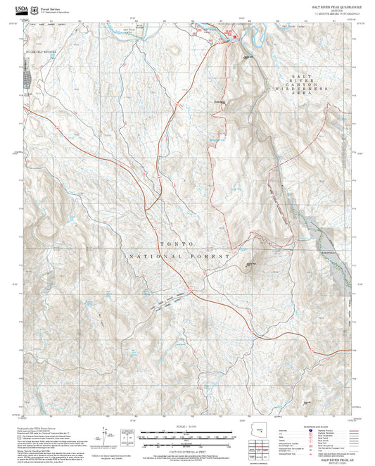 2025 Forest Service Topo Map of Salt River Peak Arizona