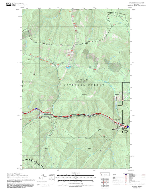 2025 Forest Service Topo Map of Saltese Montana