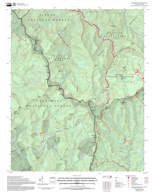 2025 Forest Service Topo Map of Sam Knob North Carolina