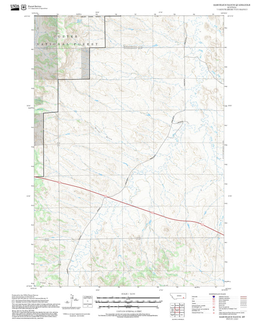 2025 Forest Service Topo Map of Samuelson Ranch Montana