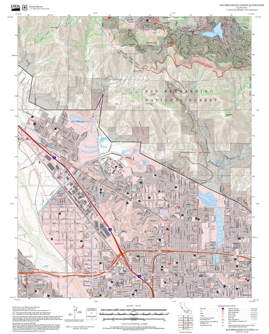 2025 Forest Service Topo Map of San Bernardino North California