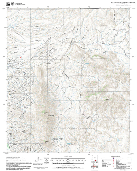 2025 Forest Service Topo Map of San Cayetano Mountains Arizona