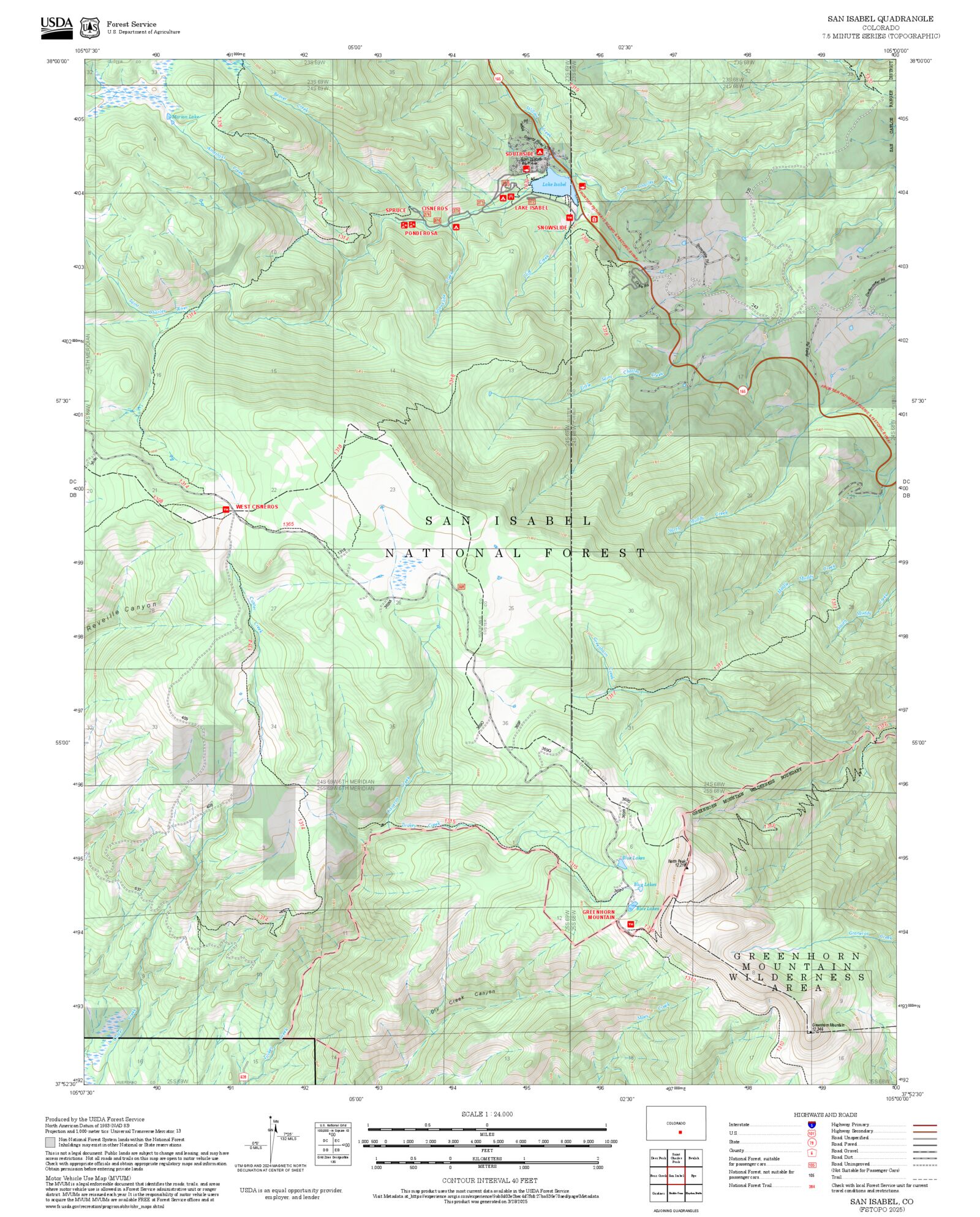 2025 Forest Service Topo Map of San Isabel Colorado – MyTopo Map Store