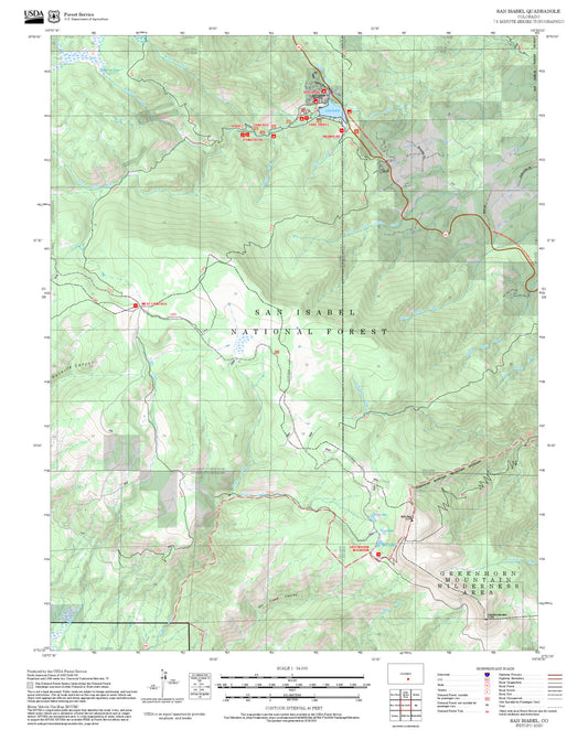 2025 Forest Service Topo Map of San Isabel Colorado