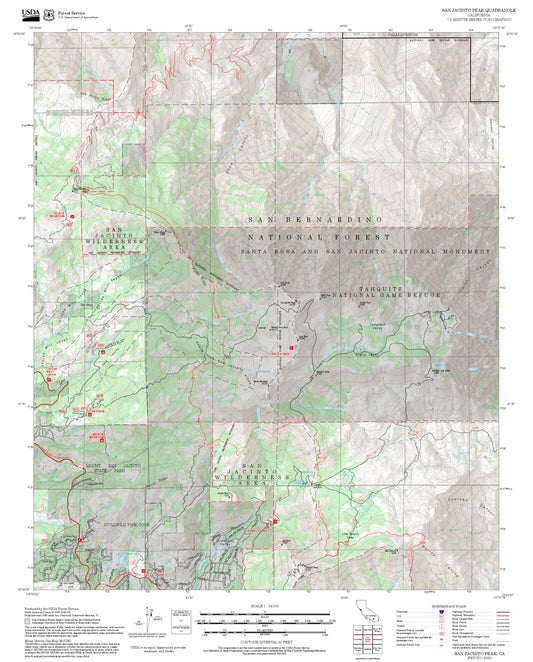2025 Forest Service Topo Map of San Jacinto Peak California