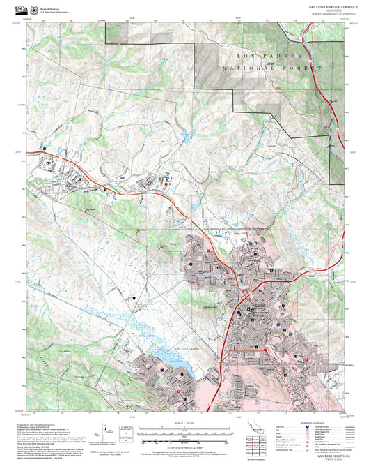 2025 Forest Service Topo Map of San Luis Obispo California