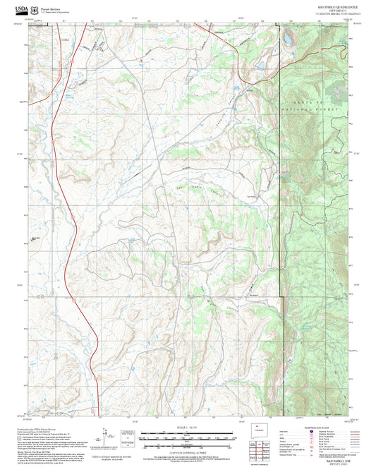 2025 Forest Service Topo Map of San Pablo New Mexico