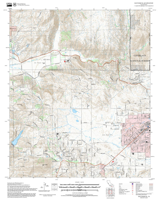 2025 Forest Service Topo Map of San Pasqual California