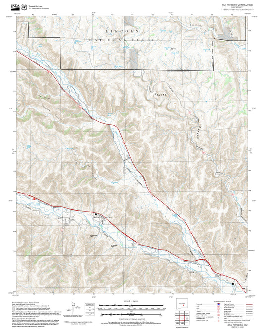 2025 Forest Service Topo Map of San Patricio New Mexico