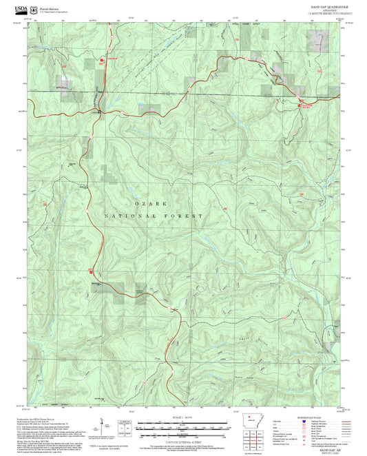 2025 Forest Service Topo Map of Sand Gap Arkansas
