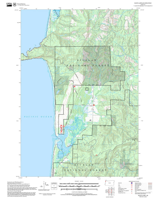 2025 Forest Service Topo Map of Sand Lake Oregon