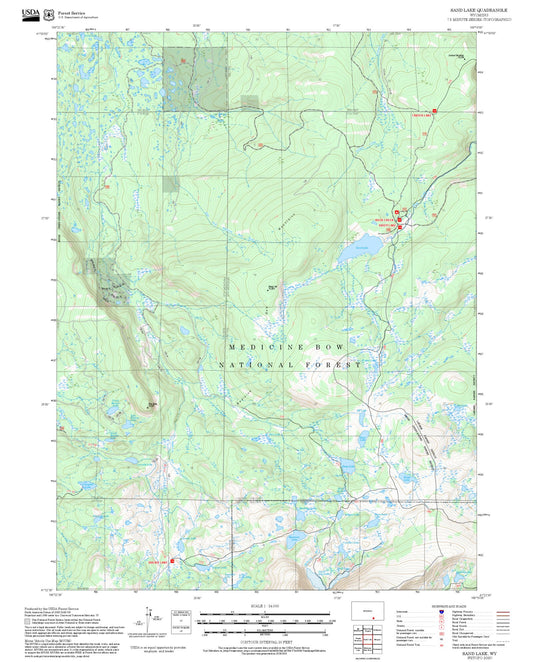 2025 Forest Service Topo Map of Sand Lake Wyoming